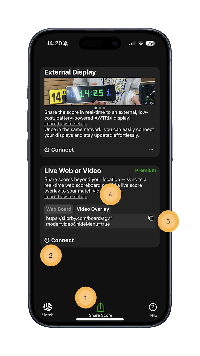 Setup video overlay in Skorby app