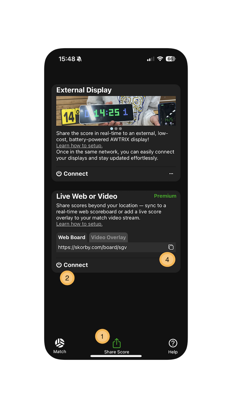 Setup web board in Skorby app